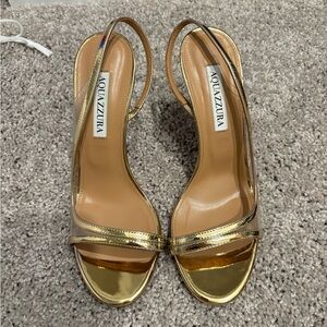 Aquazzura Gold Metallic Slingback Heels